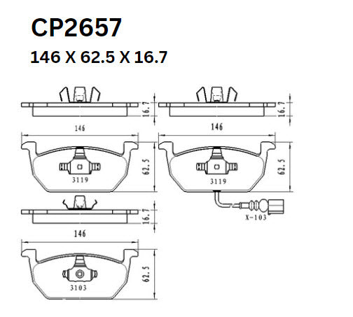 Ceramic DB2657 Brake Pads DB2657 CP2657 - Premier Performance Auto Parts | Universal Auto Spares