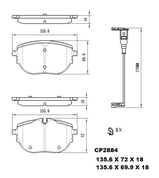 Ceramic DB2884 Brake Pads (CP5063) DB2884 CP2884 - Premier Performance Auto Parts | Universal Auto Spares