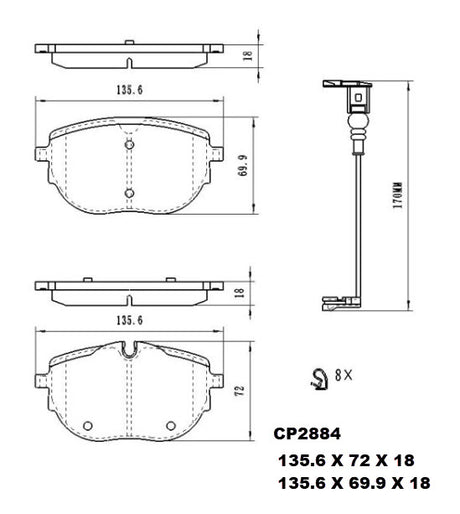 Ceramic DB2884 Brake Pads (CP5063) DB2884 CP2884 - Premier Performance Auto Parts | Universal Auto Spares
