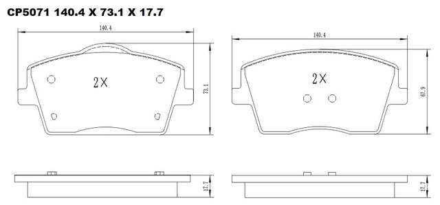 Ceramic Brake Pads CP5071  - Premier Performance Auto Parts | Universal Auto Spares