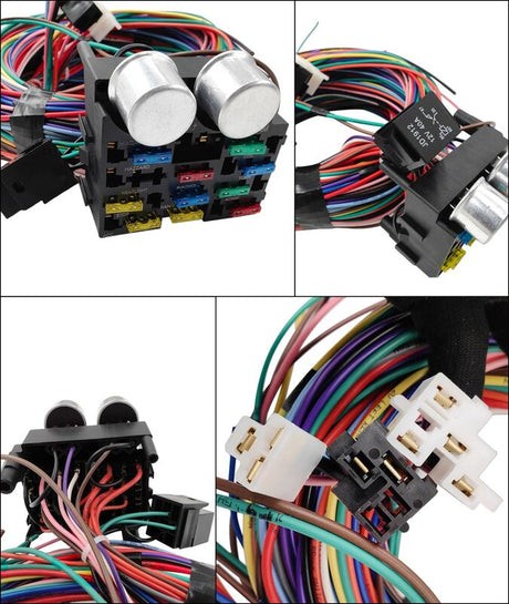Universal 12 Circuit Wiring Harness Kit 12V Muscle Car Street Hot Rod XL Wires - Machter