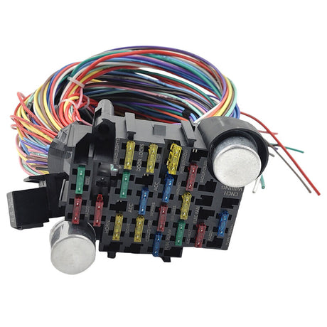 21 Circuit Wiring Harness Kit Extra Long Wires With 17 Fuses & Panel - Machter