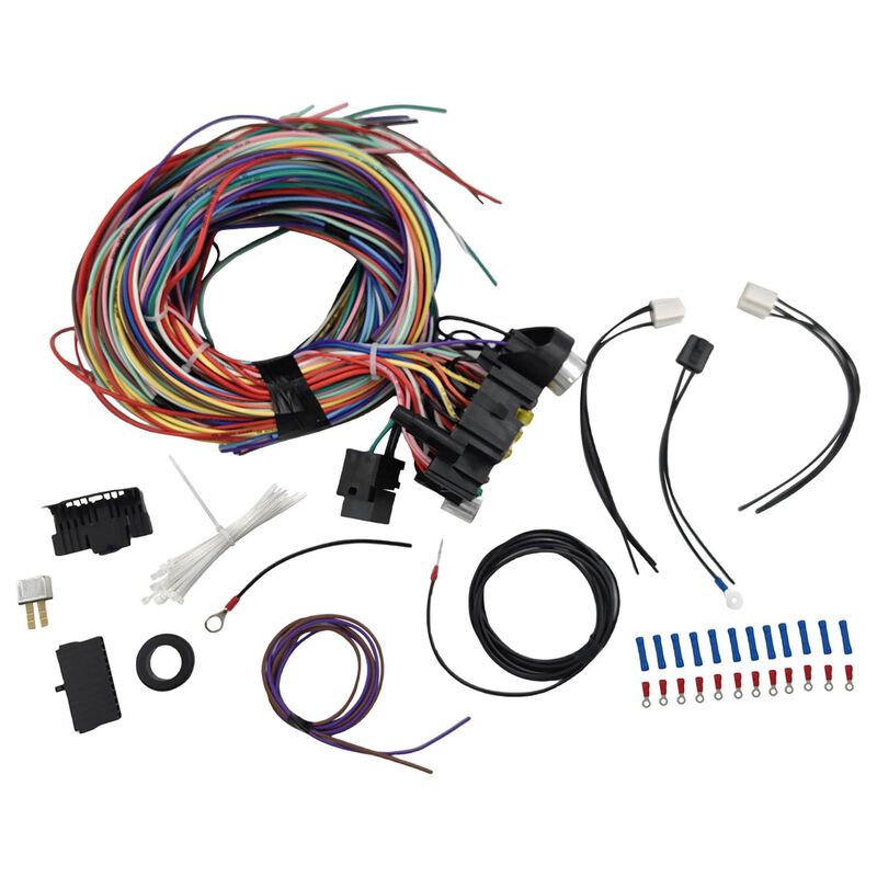 21 Circuit Wiring Harness Kit Extra Long Wires With 17 Fuses & Panel CPLIT-UN21 - Machter