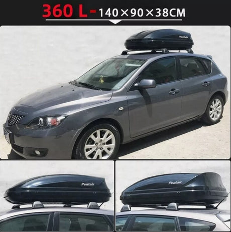 360L Glossy Black Roof Box With Key Lock Fit For Rhino Rack Masterfit Roof Top Box - Machter
