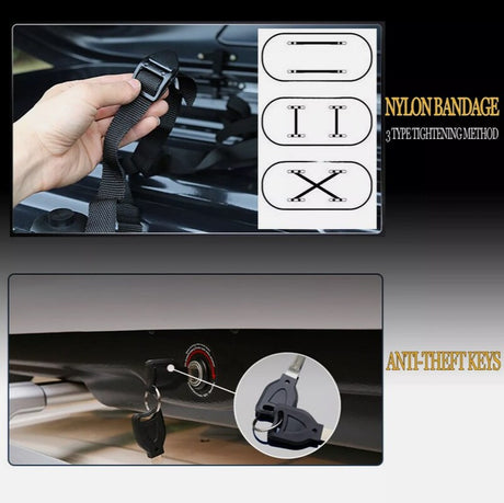 360L Glossy Black Roof Box With Key Lock Fit For Rhino Rack Masterfit Roof Top Box - Machter