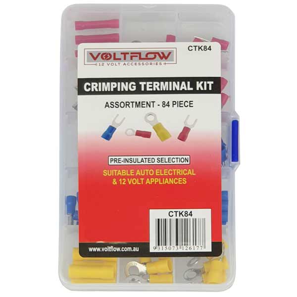 Crimping Terminal Kit With 84 Piece Assorted Insulated Terminals - Voltflow | Universal Auto Spares