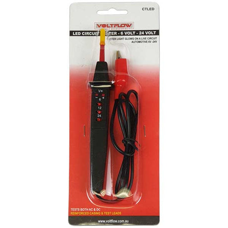 Circuit & Voltage Tester LED Includes 6-48Volt With Lead & Battery Clip - Voltflow