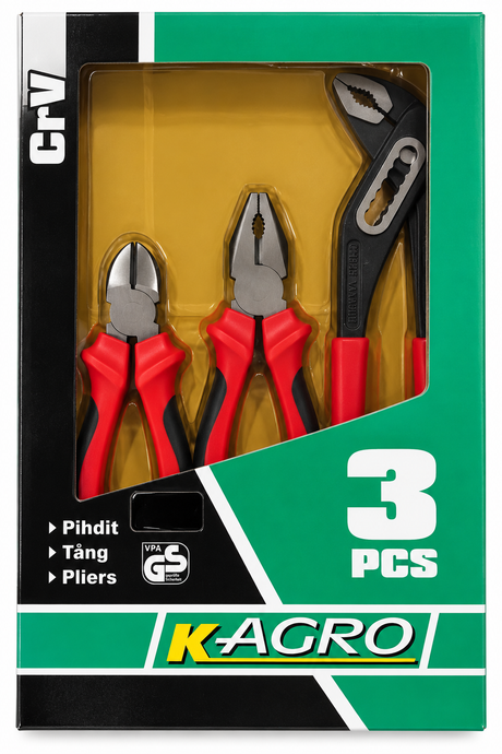 3 Piece Pliers CRV Side, Combination & Water Pump - KAGRO
