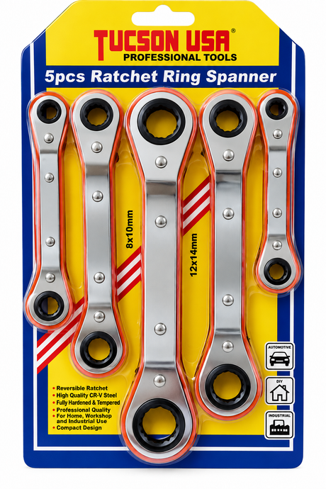High Quality Ratchet Reversible Wrench Set 5 Pieces - Tucson USA