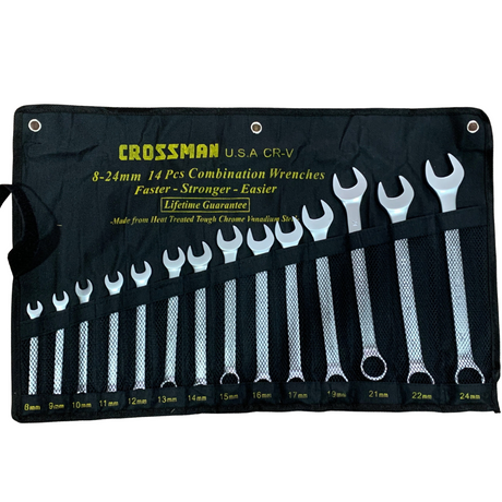 14 Pieces Combination Wrenches 8-24mm with Case - Crossman | Universal Auto Spares