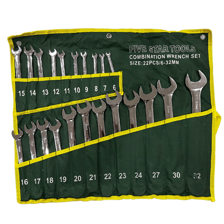 22 Pieces Combination Wrench Set 6-32mm - Five Star Tools | Universal Auto Spares