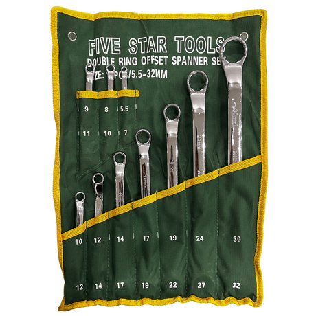 10 Piece Double Ring Offset Spanner Set 5.5-32mm - Five Star Tools | Universal Auto Spares