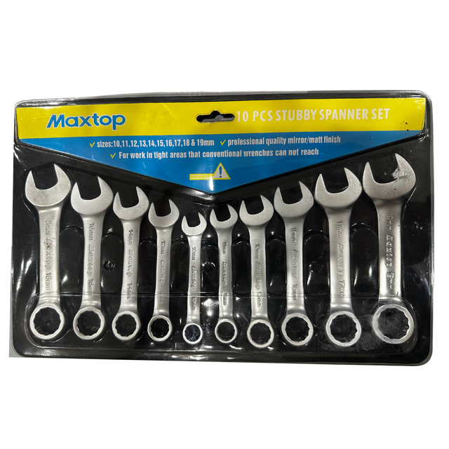 10 Piece Stubby Spanner Set 10mm-19mm - Maxtop | Universal Auto Spares