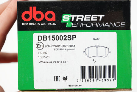 Sp Performance Brake Pads Volkswagen Amarok V6 2016 On Rear DB15002SP - DBA | Universal Auto Spares
