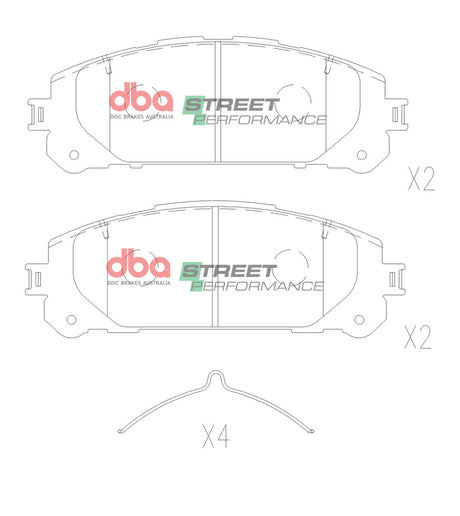 Sp Street Performance Brake Pads Toyota Highlander/Kluger 2020 2021 On Front DB15067SP - DBA | Universal Auto Spares