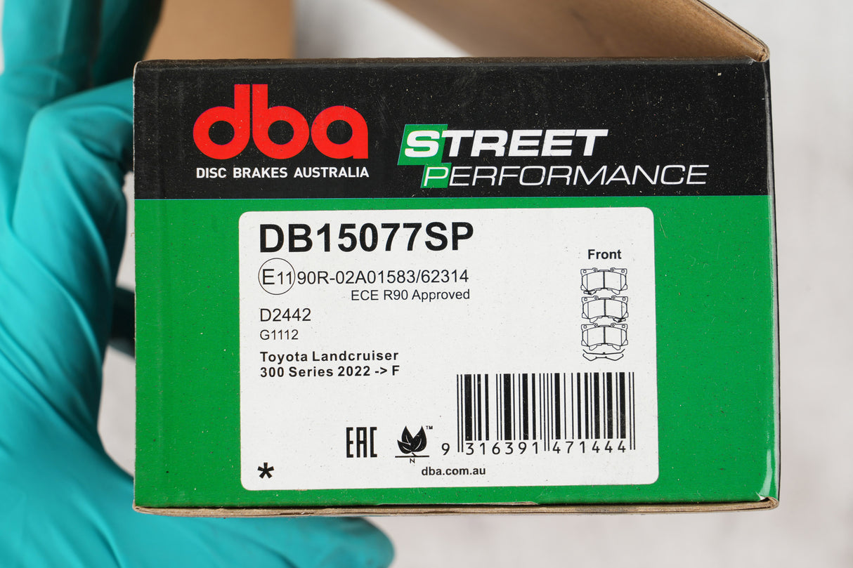 Sp Street Performance Brake Pads Toyota Landcruiser 300 Series 2022 -> Front With Shims Clips And Abutment Clips DB15077SP - DBA