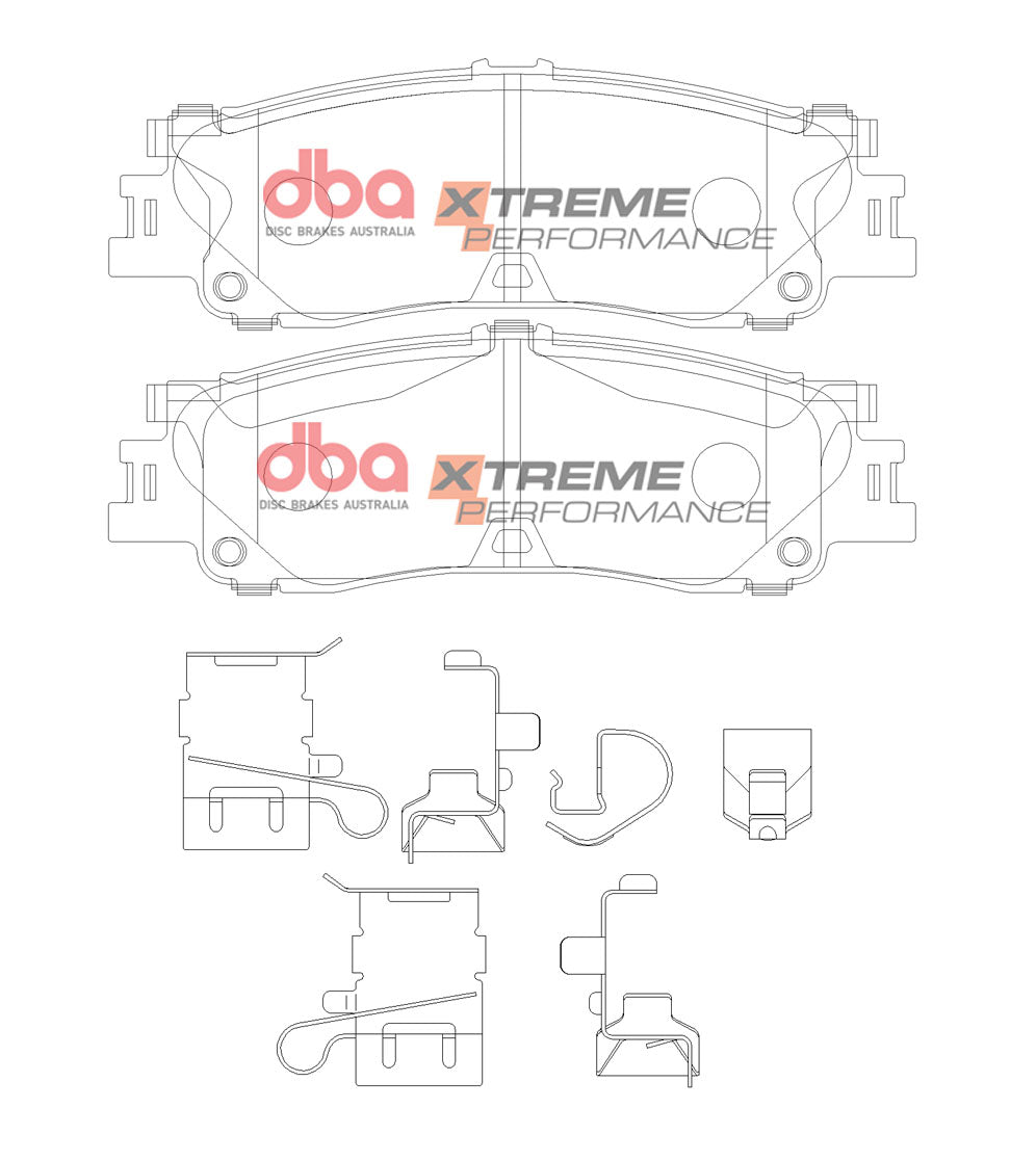 Xp Xtreme Performance Brake Pads Toyota Landcruiser 300 Series 2022 -> Rear With Shims Clips And Abutment Clips DB15078XP - DBA