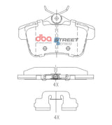 Ss Street Series Brake Pads Peugeot 3008 2010 ON/5008 2013 On/Citroen C4 2011 On Rear DB15167SS - DBA | Universal Auto Spares