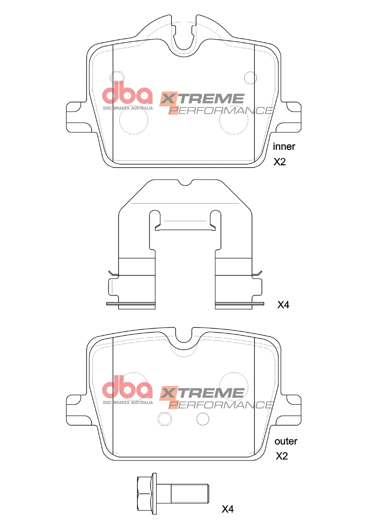 Xp Performance Brake Pads Bmw Non Msport 2009-2022 Toyota Supra 2019-2022 Rear(suits Wear Sensor DBAWS1067 ) DB15190XP - DBA