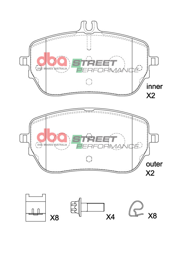 Sp Street Performance Brake Pads Mercedes-Benz A B Cla Gla Non Sport 2018-> Front DB15267SP - DBA