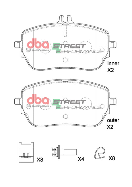 Sp Street Performance Brake Pads Mercedes-Benz A B Cla Gla Non Sport 2018-> Front DB15267SP - DBA | Universal Auto Spares