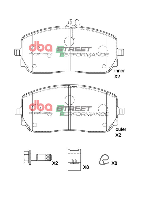 Sp Street Performance Brake Pads Mercedes-Benz A B Cla Gla Sport Package 2018-> Front DB15268SP - DBA | Universal Auto Spares