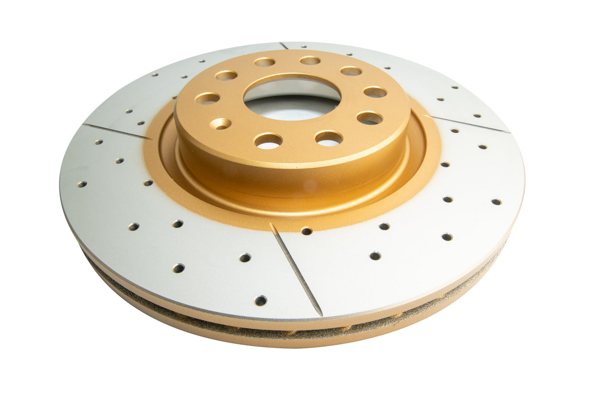 Street Gold Cross-Drill/Slotted Kp Volkswagen Golf/Jetta/Tiguan & Skoda 03-> Front DBA2806X - DBA