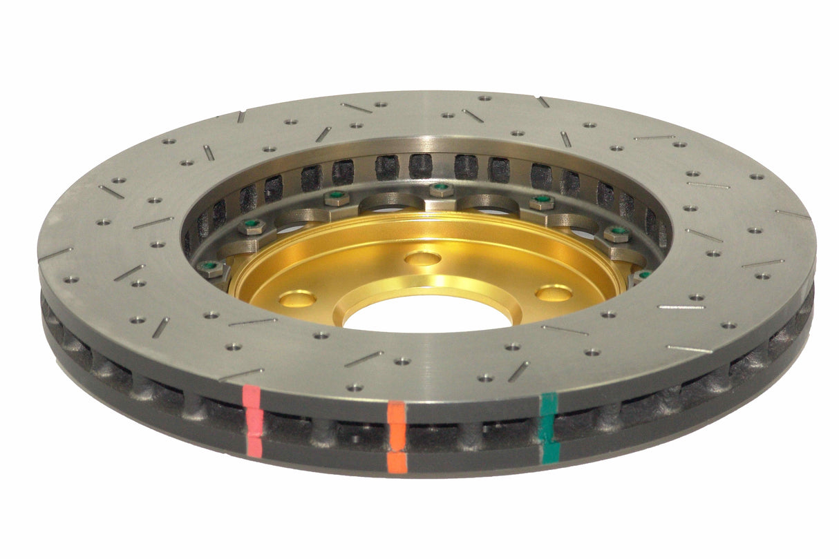 5000 Fully Assembled 2 Piece Gold Hat Xs Cross-Drill/Slotted Kp Ford Mustang Gt V8 05-10 V6 11-14 Front DBA52113GLDXS - DBA