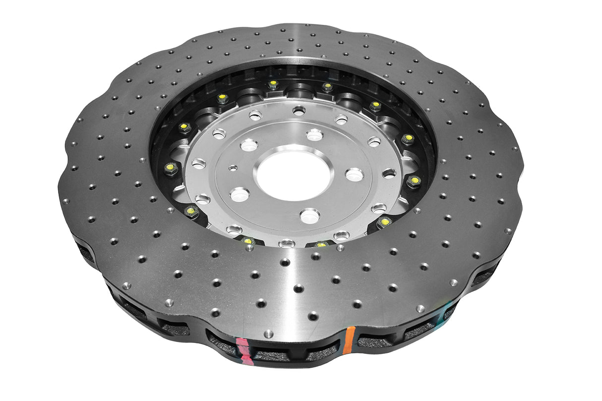 5000 Fully Assembled 2 Piece Sliver Hat Cross-Drill And Dimple Kp Wave Disc Audi RS6 13-17/RS7 14-17 Front Rings DBA530 DBA53002WSLVXD - DBA
