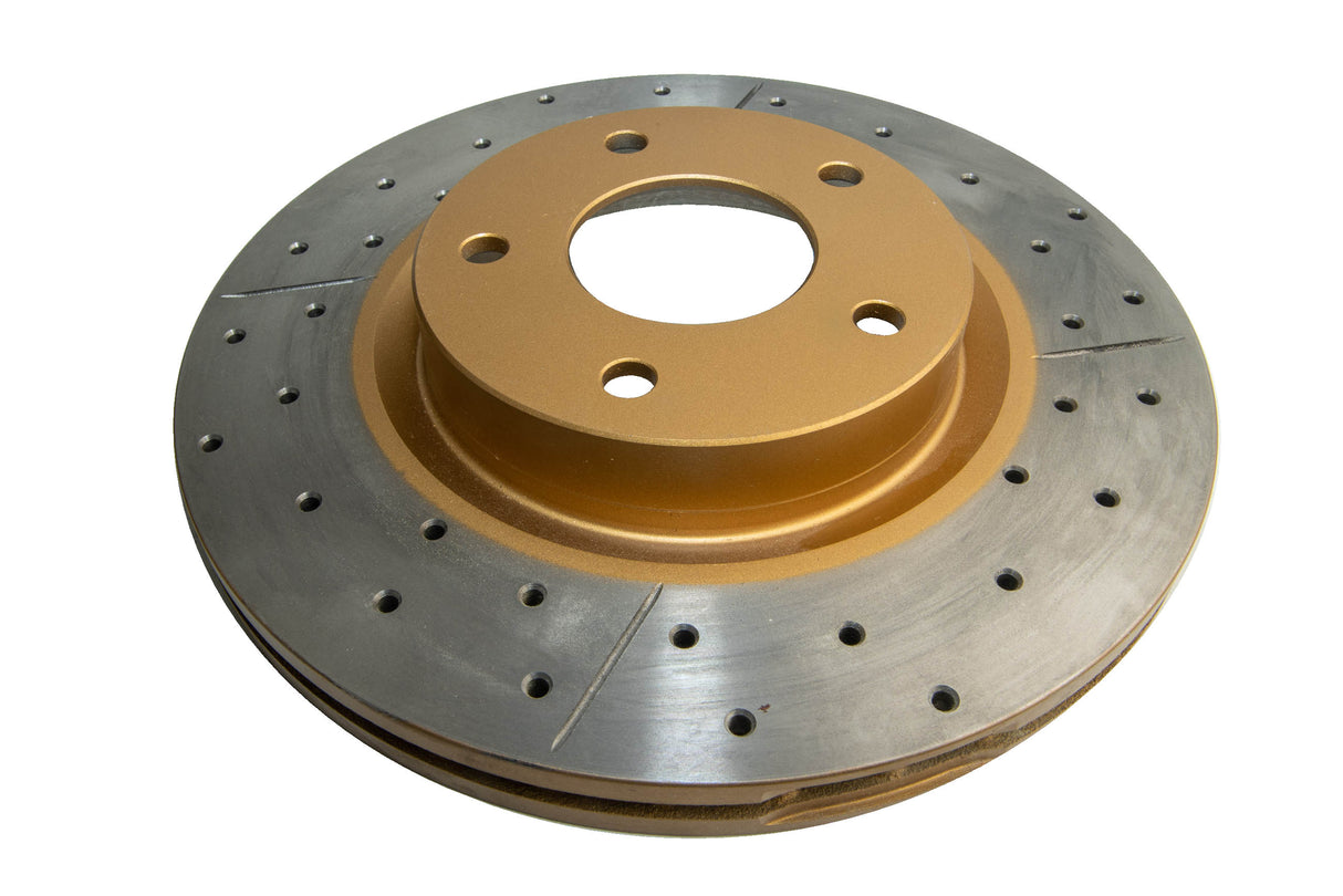 Street Gold Cross-Drill/Slotted Kp MAXIMA/350Z 03-05 & Stagea M35 01-07 Front DBA954X - DBA