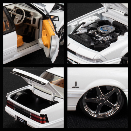 Holden VL Calais Custom Metallic White Diecast Model Car 1:24 Scale Collectible