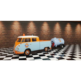 Volkswagen Pickup with Oil Tank Trailer Gulf Livery Diecast Model Car 1:24 Scale (Approx. 18–20cm) Collectible | Universal Auto Spares