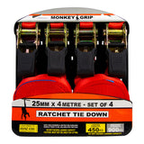 Monkey Grip Ratchet Tie Down 450KG Capacity 25mm Webbing - Monkey Grip | Universal Auto Spares