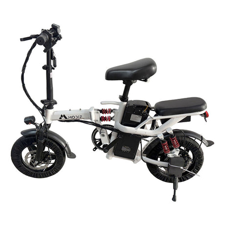 White Adult 1000W Electric Bike Foldable E Bicycle Mountain E Bikes 14" 3 Speed 50km/h - Machter