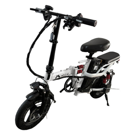White Adult 1000W Electric Bike Foldable E Bicycle Mountain E Bikes 14" 3 Speed 50km/h - Machter