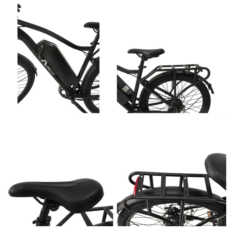 Black Adult Electric Bike 26'' 1500W Brushless Motor EBike Off Road 7 Speed Mountain Ebike EBIKE-005 - Machter