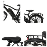 Black Adult Electric Bike 26'' 1500W Brushless Motor EBike Off Road 7 Speed Mountain Ebike EBIKE-005 - Machter