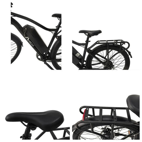 Black Adult Electric Bike 26'' 1500W Brushless Motor EBike Off Road 7 Speed Mountain Ebike EBIKE-005 - Machter