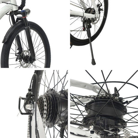 White 1500W Electric Bike 26'' E-MTB 48V Ebike Adult off Road City Bicycle Commuter - Machter