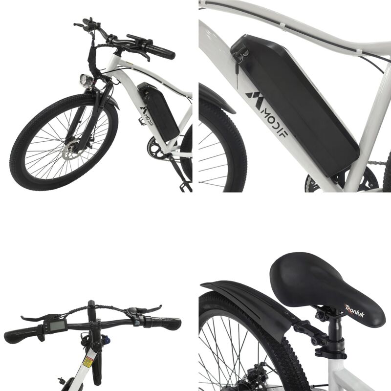 White 1500W Electric Bike 26'' E-MTB 48V Ebike Adult off Road City Bicycle Commuter EBIKE-006 - Machter