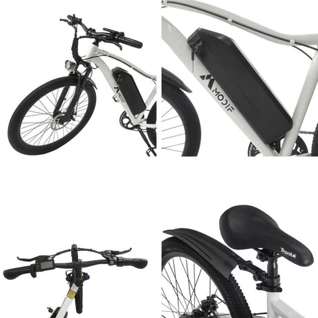 White 1500W Electric Bike 26'' E-MTB 48V Ebike Adult off Road City Bicycle Commuter EBIKE-006 - Machter