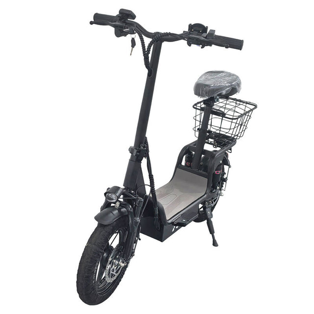 Black Electric Scooter With Seat Foldable Motorised Adults EScooter Commuter EBIKE-007 - Machter