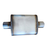 3" Megapower Straight Through 409 Stainless Steel Muffler Centre In / Out 14x9x4 - Machter