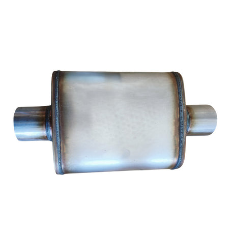 3" Megapower Straight Through 409 Stainless Steel Muffler Centre In / Out 14x9x4 - Machter
