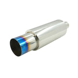 3.5" HKS 2" Inlet Cannon Exhaust Muffler Polished/Blued Tip Inspired ECC-002 - Machter