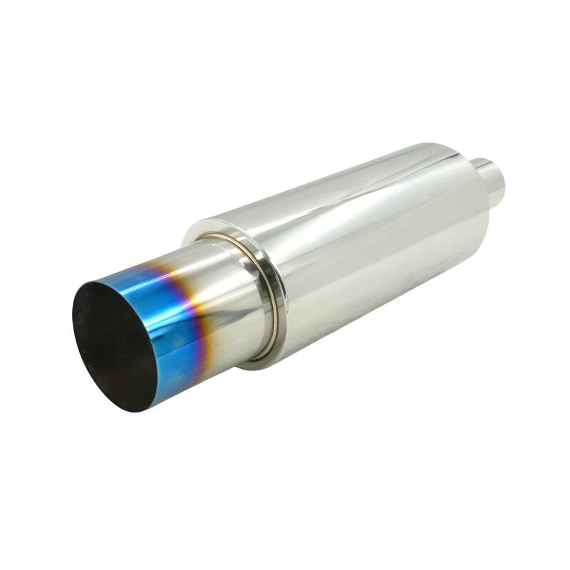 3.5" HKS 2" Inlet Cannon Exhaust Muffler Polished/Blued Tip Inspired - Machter