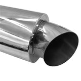 Polished Tip Exhaust Muffler Cannon 480mm Length 3" Inlet 4" Outlet - Machter