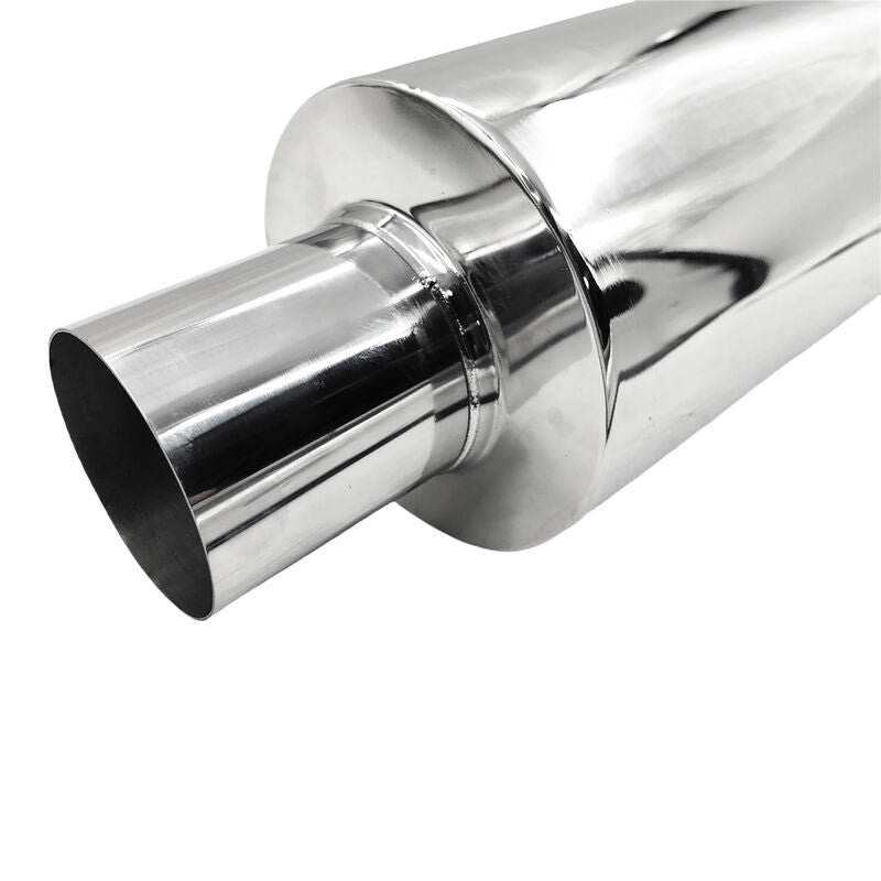 Polished Tip Exhaust Muffler Cannon 480mm Length 3" Inlet 4" Outlet - Machter