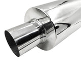 Polished Tip Exhaust Muffler Cannon 480mm Length 3" Inlet 4" Outlet ECC-007 - Machter