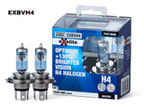 Halogen Headlight Globes H4 12V 60/55W + 130% (2 Pack) - Exelite